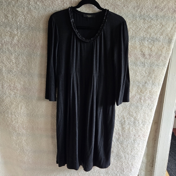 MaxMara Weekend Casual Charcoal Long Sleeve Dress w Ruffle Collar - Picture 1 of 6